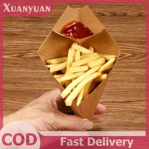 XUAN 50 Chiếc Hộp Nón Chips Ketchup Cup Thức Ăn Nhanh Nhà Hàng Mang Ra Gói Giấy Thực Phẩm Dùng Một Lần VN