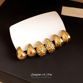 DREJEW vintage Hình Học Khuyên Tai Đa Gói Vàng Bạc Kết Cấu Tuyên Bố Khuyên Tai Cho Nữ Trang Sức Tiệc Hàng Ngày