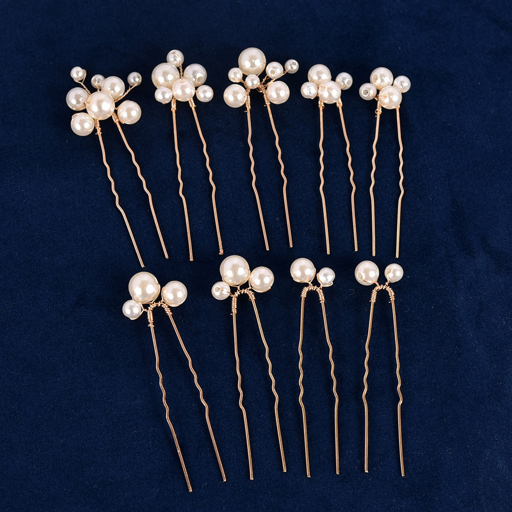 Set 9 Ngọc Trai Lá Kẹp Tóc Vintage Dành Cho Cô Dâu - Phù Hợp Cho Đám Cưới và Các Dịp Trang Trọng