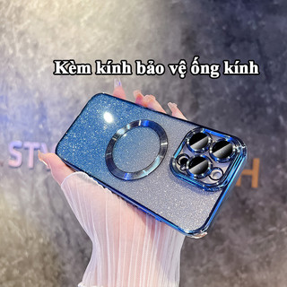 Ốp lưng iPhone lấp lánh từ tính, chống sốc, tích hợp kính bảo vệ camera cho iPhone 11 12 13 14 15 16 17 Pro Max 17 air