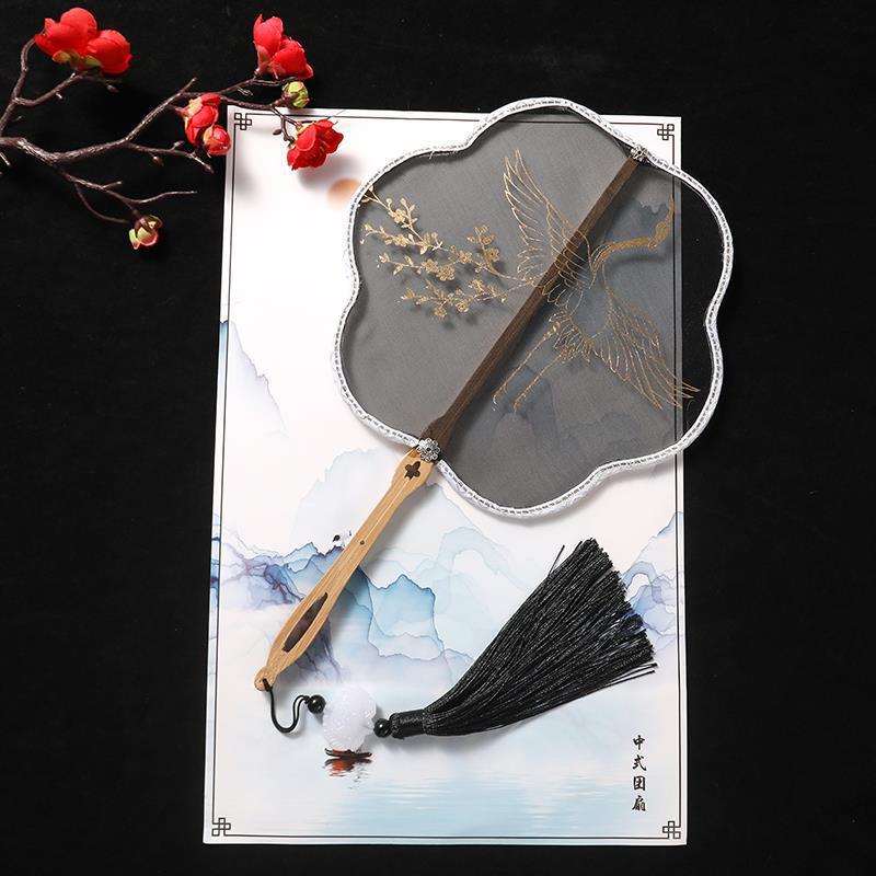Phong Cách Trung Quốc Mạ Vàng Nhóm Quạt Phong Cách Cổ Đại Cung Điện Quạt Cần Cẩu Plum Fan Trang Phục Cổ Hanfu Sườn Xám Khiêu Vũ Quạt Ảnh Đạo Cụ 25.10.31