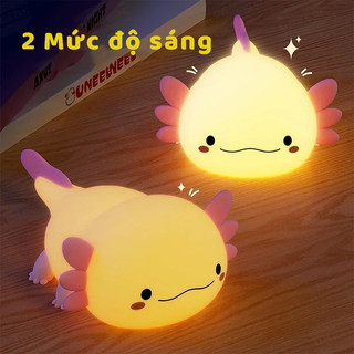 （COD）Đèn Ngủ Silicon Axolotl Khủng Long 6 Sừng Dễ thương - Quà Tặng Sinh Nhật - Pin Sạc 1200 mAh - Điều Chỉnh Độ Sáng