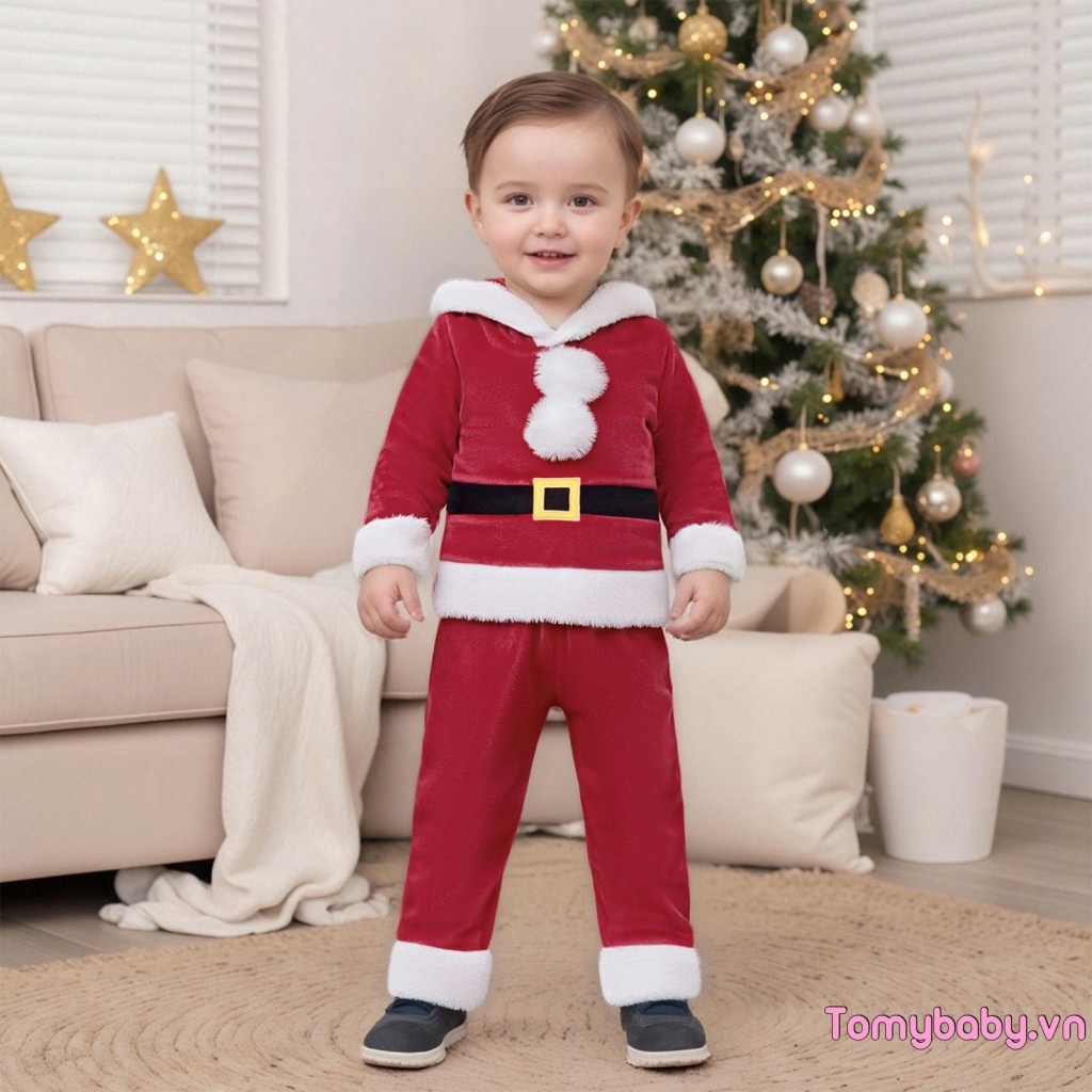 Bé Ông Già Noel Trang Phục Cho Bé Gái Bé Trai Dài Tay Có Mũ Trùm Đầu + Quần Trang Phục Giáng Sinh Trang Phục Hóa Trang