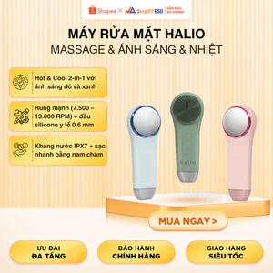 Máy rửa mặt massage tích hợp liệu pháp ánh sáng và nhiệt Halio, bảo hành 24 tháng