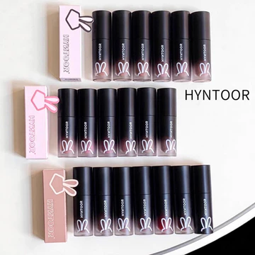 HYNTOOR Thỏ Đen Nhỏ Ống Đen Son Bóng 101 Kem Sương Mù Khỏa Thân Son Bóng Mờ Nhung Son Bóng Môi B02