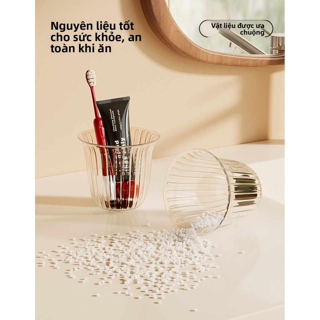 Bộ bàn chải đánh răng và cốc nước súc miệng treo tường không đục lỗ Thiết kế từ tính cổ điển-Không gian tiết kiệm