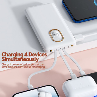 Pin dự phòng Goojodoq 10000mAh kèm 4 cáp dữ liệu và đèn báo; Thiết kế hoạt hình