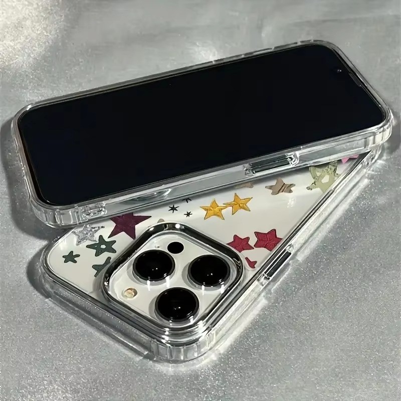 Ốp điện thoại trong suốt hình ngôi sao đầy màu sắc cho iPhone 17 Air 16 Pro Max 15 14 13 12 11 XR X XS 7 8 Plus SE2