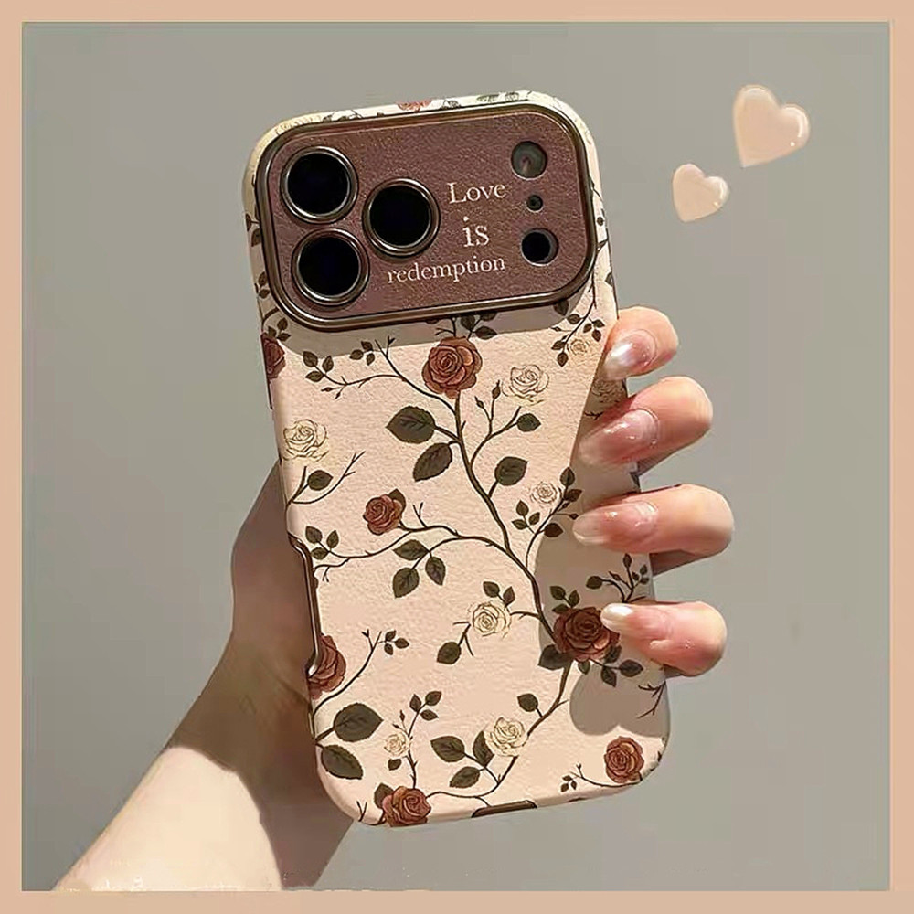 Ốp Điện Thoại Da Windows Vintage Rose Cho iPhone 17 Pro Max 16 15 14 13 Vỏ Bảo Vệ Chống Sốc