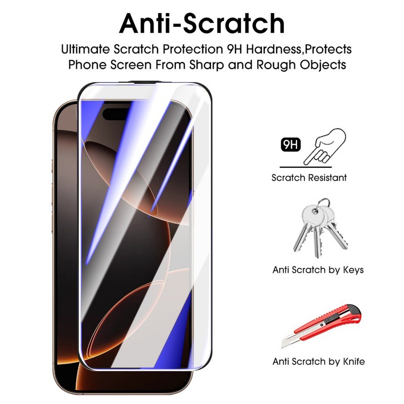 Kính cường lực HD ánh sáng tím thời trang - Phim màn hình nhạy cảm cho iPhone 17 Pro Air Promax - Phim bảo vệ chống mài mòn cho iPhone 17