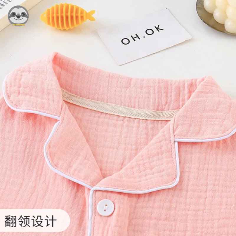 Quần áo trẻ em có ve áo màu trơn / Quần dài tay bé trai bé gái Quần dài tay / Bộ đồ ngủ trẻ em thoải mái ấm áp
