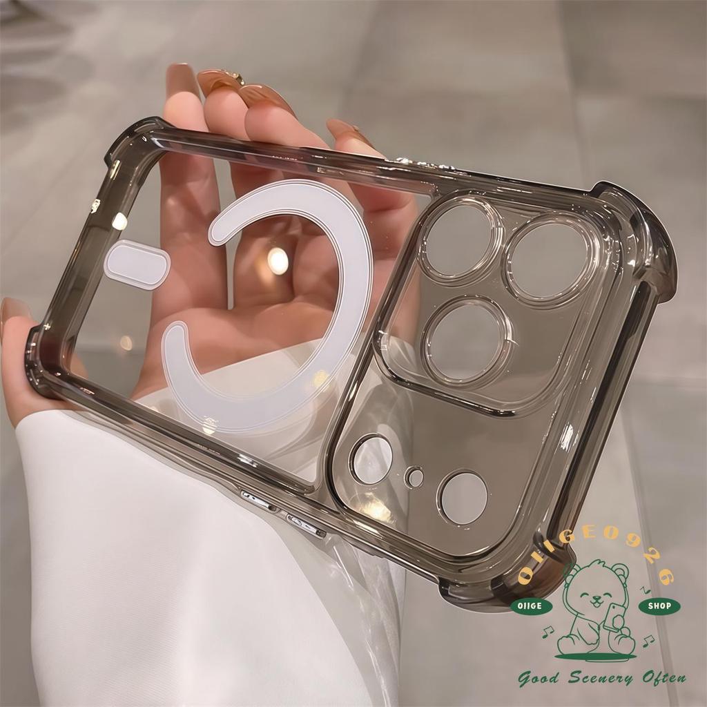 【 Ốp lưng iPhone17 】 Vỏ điện thoại từ tính túi khí Acrylic chống rơi iphone17 Pro Max16 15 14 13 cho vỏ iPhone Vỏ mềm silicon TPU chống sốc