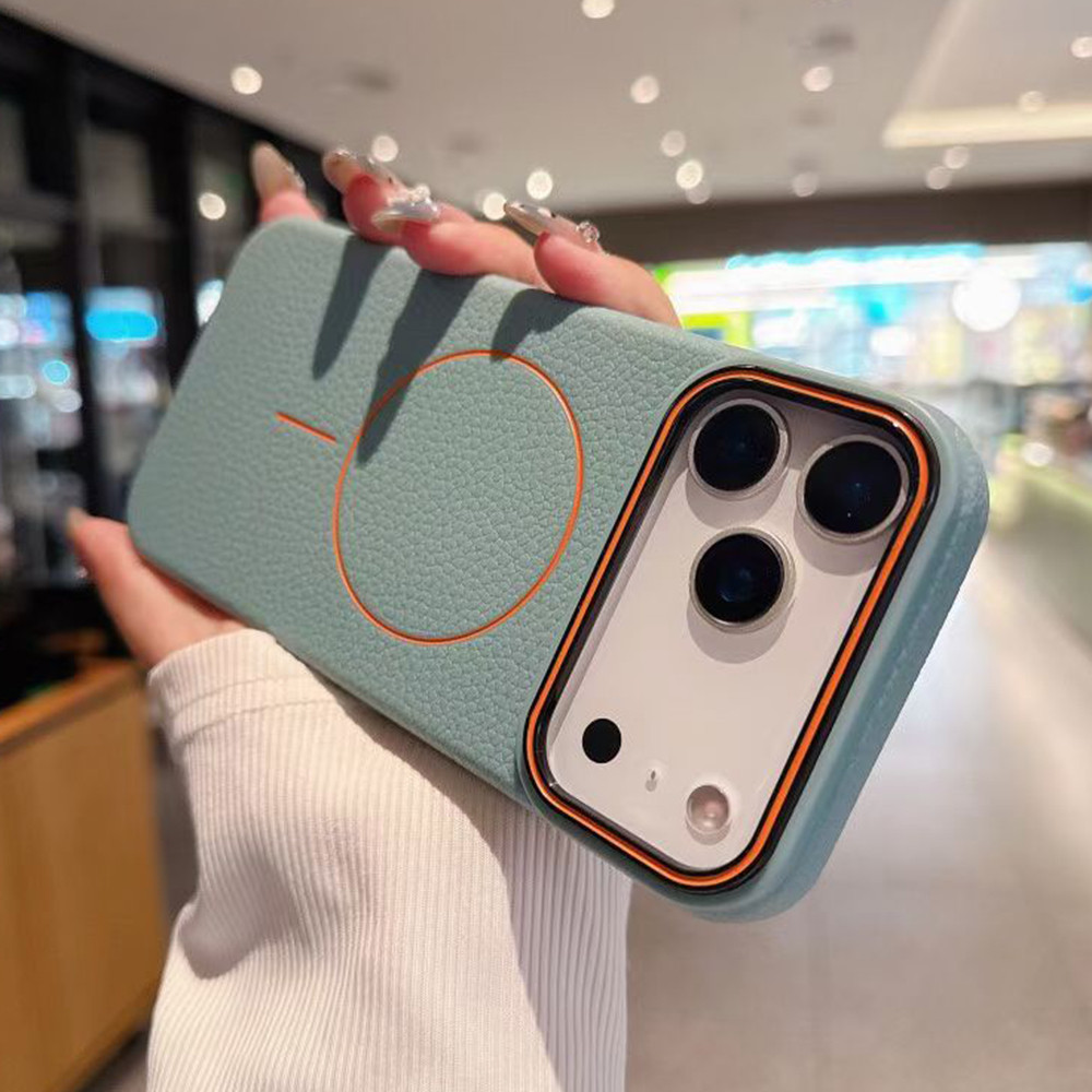Ốp Điện Thoại Da Lychee Từ Tính Cho iPhone 17 Pro Max 17 Air 16 15 14 13 12 11 Vỏ Bảo Vệ Chống Sốc