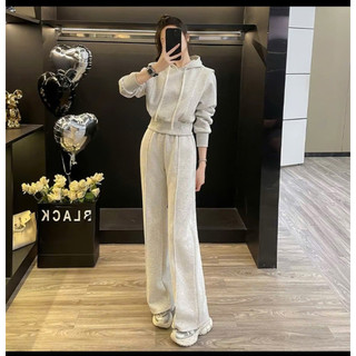 Set Bộ Nỉ Có Mũ Mix Quần Suông Dài Cá Tính, Set Bộ Áo Hodie Nỉ Mix Quần Ống Suông [Sẵn]
