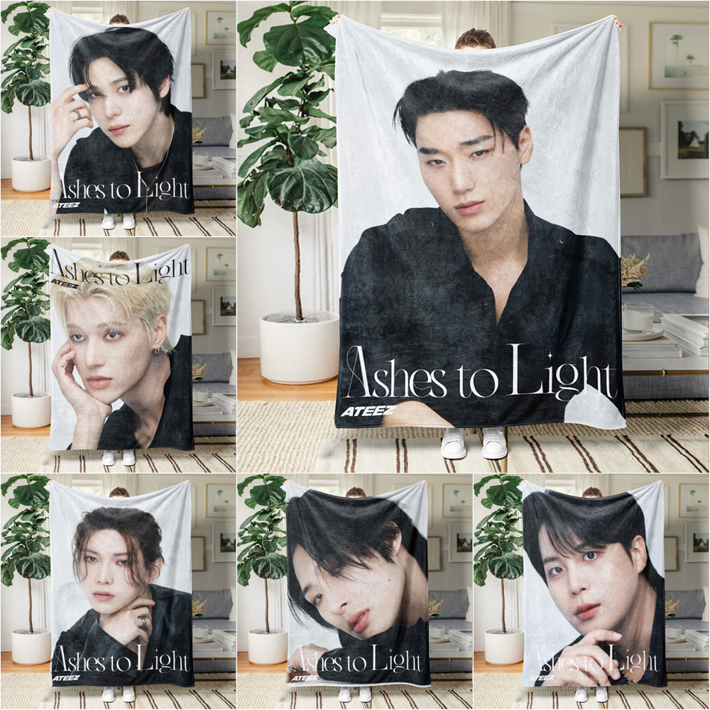 Chăn Flannel in một mặt Kpop ATEEZ cho ghế Sofa, giường ngủ, văn phòng hoặc du lịch