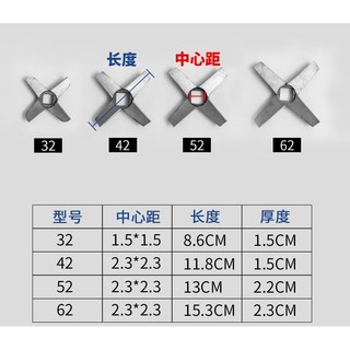 Máy xay thịt Phụ kiện lưỡi thép không gỉ Máy xay thịt Dao chéo Rùa122232425262Loại 5SK5