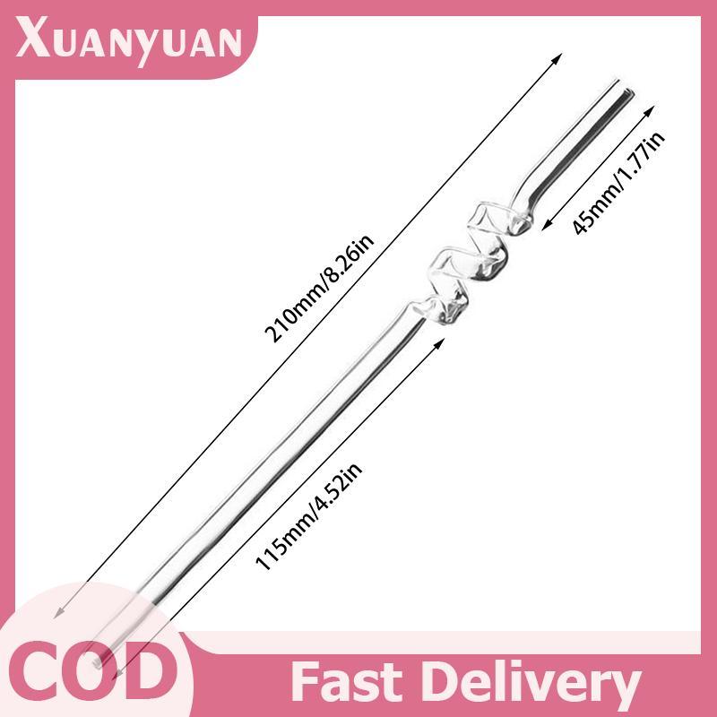XUAN Sáng Tạo Chịu Nhiệt Trong Suốt Trà Sữa Nước Có Thể Tái Sử Dụng Thủy Tinh Xoắn Ống Hút Thân Dài Sip VN