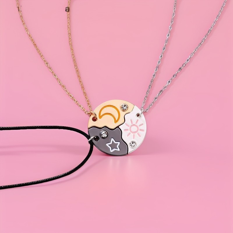 Bộ vòng cổ mặt dây chuyền Sun Moon Star - 3 món Trang sức cặp đôi tình bạn cho BFF