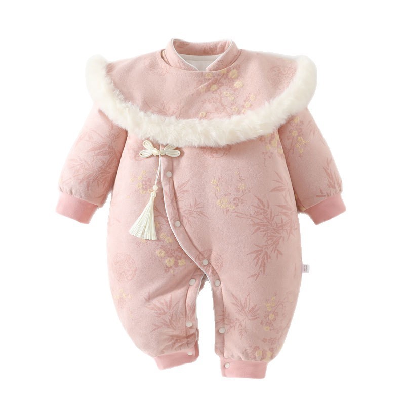 GC1 Cổ Phong Cách Trung Hoa Cho Bé Onesie Cotton Áo Khoác Mùa Đông Quilted Và Dày Cotton Đệm Quần Áo GC1