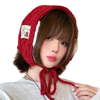 Thu Đông Hàn Quốc Thời Trang Sinh Viên Retro Dệt Kim Bịt Tai Nữ