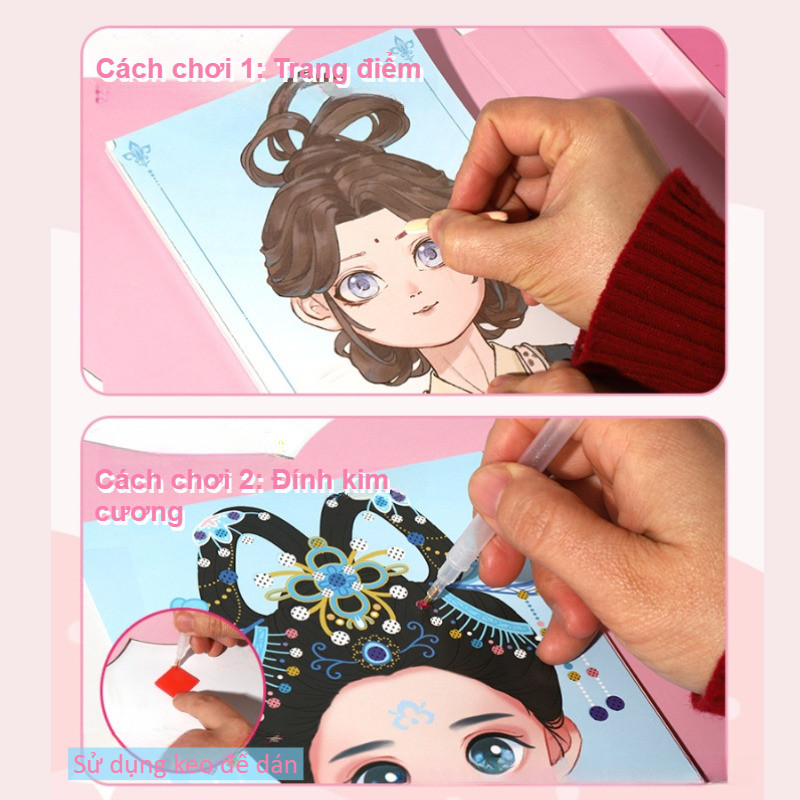Sổ Tay Trang Điểm Dạng Quai Xách Bướm,Bộ Đồ Chơi Đa Năng 4in1 (Kèm Sticker + Đá + Mẫu Móng),Quà Sinh Nhật Cho Cô Gái