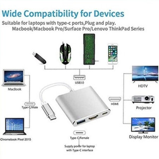 Bộ chuyển đổi USB C sang HDMI USB Hub Nữ TypeC OTG 3 trong 1 4K và PD Sạc nhanh bộ chuyển đổi trạm nối