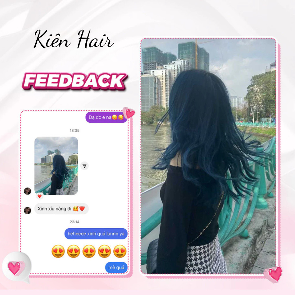 Thuốc Nhuộm Tóc Màu XANH ĐEN KHÓI Không Tẩy, lên từ nền đen, tặng kèm trợ nhuộm | Trunghair
