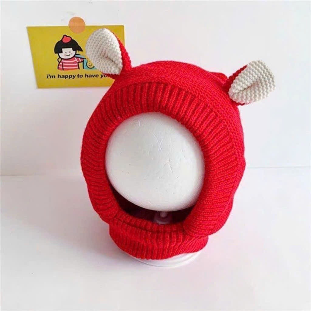 Mũ Len Dệt Kim Liền Khăn Hình Tai Thú Đáng Yêu Siêu Ấm Cho Bé Mùa Đông Quà Tặng Giáng Sinh Noel Cho Bé