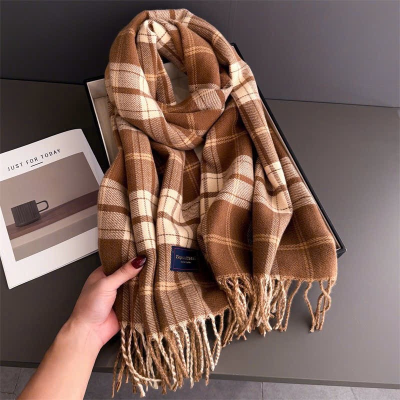 Khăn Len Choàng Cổ Họa Tiết Caro Unisex Quà Tặng Giáng Sinh Nam Nữ Dễ Phối Đồ Giữ Ấm Mùa Đông - 1