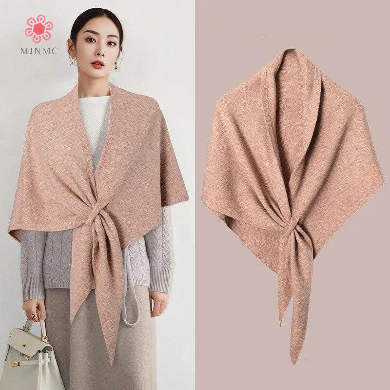 Mùa Đông Cardigan Cape Len Pha Trộn Dày, Ấm Áp với Họa Tiết Tam Giắc