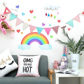 RO > Nhãn dán tường tình yêu đám mây cầu vồng phát sáng trong bóng tối Nhãn dán phòng khách Nhãn dán tường trang trí tự dính Mới