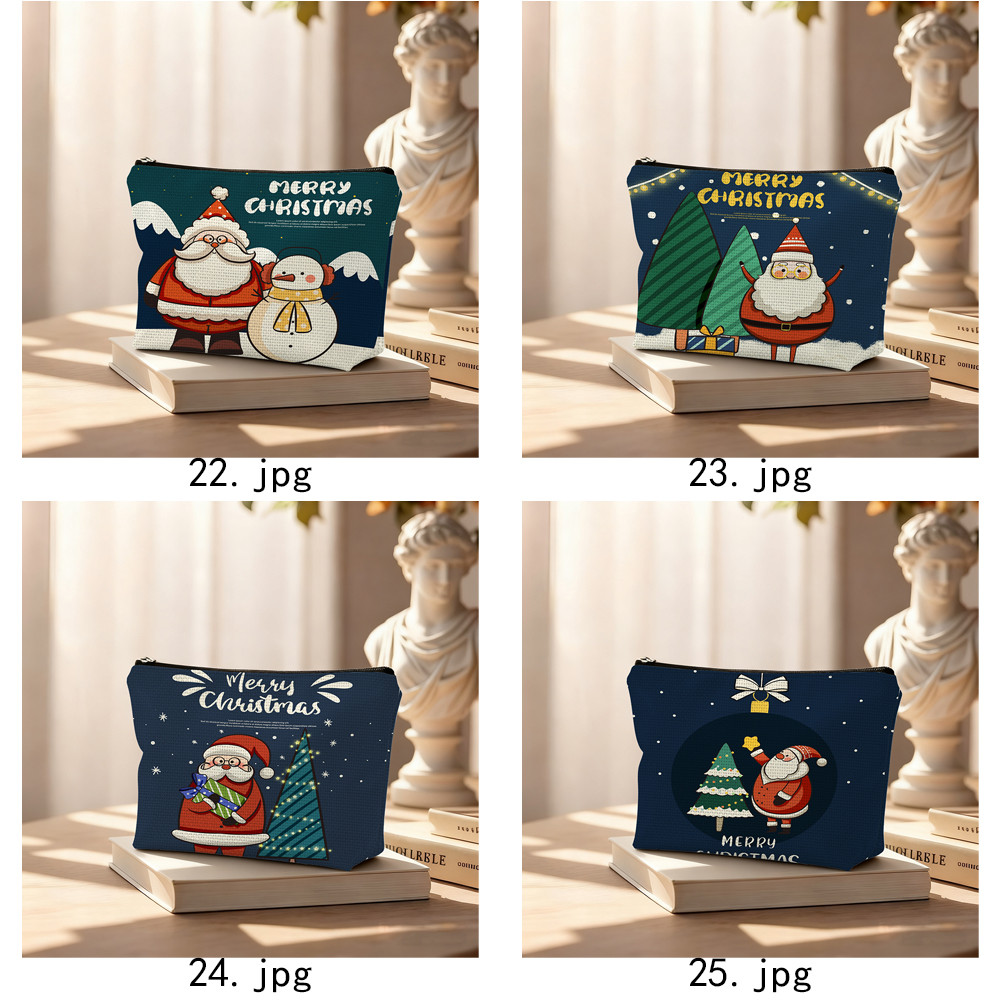 Túi đựng mỹ phẩm có khóa kéo ông già Noel hoạt hình, Túi đựng mỹ phẩm, Túi quà dự tiệc độc thân cho bé gái, Quà tặng Giáng sinh