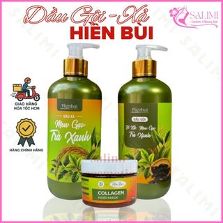 Dầu Gội - Dầu Xả Bồ Kết Men Gạo Trà Xanh Hiền Bùi, Mái Tóc Suôn Mượt, Không Lo Gãy Rụng