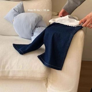 Quần jean bé gái phối váy ren – Dáng suông thời trang, phong cách Hàn xinh xắn dễ phối đồ