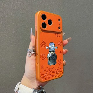 Orange Black God of Wealth Da Bảo Vệ Toàn Diện Ống Kính Ốp Lưng Điện Thoại iPhone 17Promax 17Pro 13 14 15 16 Promax AI Nút Camera Chống Sốc Nam Nữ Vỏ Di Động