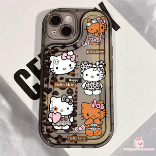Ốp Lưng Cho Iphone 17 13 14 12 11 15 Pro Max Air XS XR X Max 14 8 15 7 Plus SE Cool Leopard Print Hello Kitty Love Heart Trong Suốt Dày Bìa Mềm