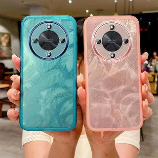 Ốp Điện Thoại Lông Vũ 2025 Cho Honor X9d 5G, Honor X9D X9A X9B X9C, Vỏ Silicon TPU Mềm Trong Suốt Mạ Bling, Ốp Lưng Bảo Vệ Ống Kính Cặp Đôi Chống Sốc