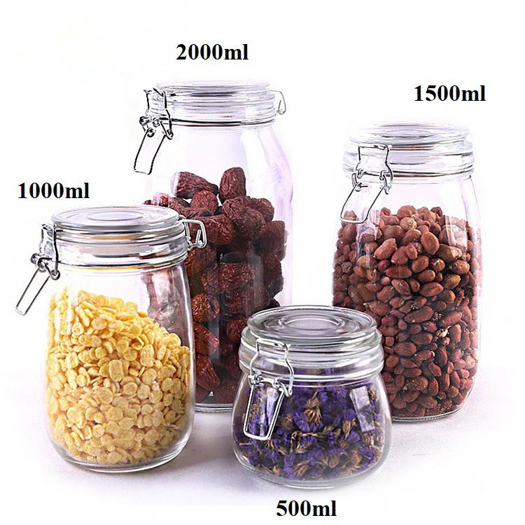 M67 Hũ Lọ Thủy Tinh Tròn Nắp Cài Khoá INox 450-3800ml | Lọ Thuỷ Tinh Đựng Gia Vị , Thực Phẩm MALAN