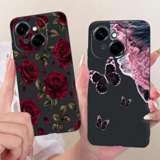 Dành Cho Tecno Pop 9 4G / Spark GO 1 1S GO 2025 Ốp Điện Thoại Nhiều Màu Sắc Butterflu Flower Girly Capa Vỏ Silicon Mềm Màu Đen Ốp Lưng