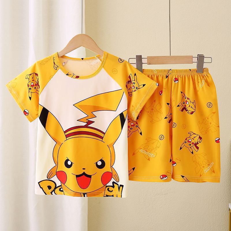 Bộ đồ ngủ trẻ em mùa hè Bộ đồ mặc nhà bé trai bé gái Bộ đồ ngủ ngắn tay hoạt hình Quần áo trẻ em Bộ đồ ngủ bé gái Bộ đồ ngủ cỡ lớn vừa Quần áo điều hòa không khí cho trẻ em