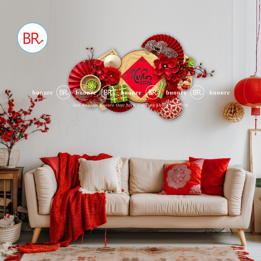 Set nguyên liệu trang trí mẹt Xuân An Lộc-Phụ kiện decor Tết 2026,mẹt tết treo tường cầu may mắn,tài lộc ANGIHOME