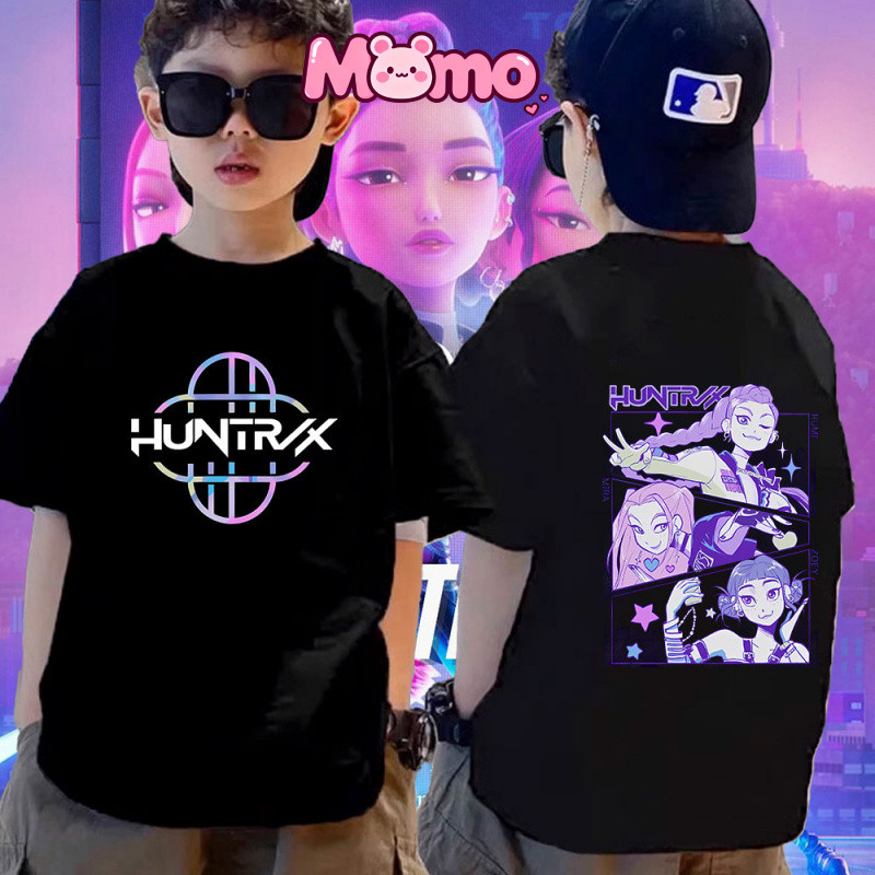 2025 Mới Kpop Demon Hunter Áo Thun Trẻ Em Dễ Thương Phong Cách Kpop Cổ Tròn Tay Ngắn Áo Thun Top