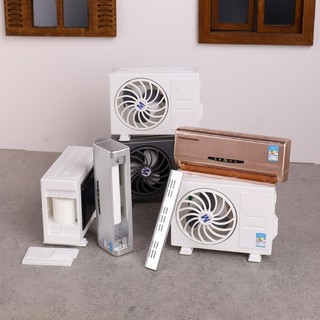 Mô hình điều hòa thu nhỏ chạy bằng năng lượng mặt trời XY Phụ kiện nhà búp bê ABS thực tế để chơi giáo dục và trang trí nội thất