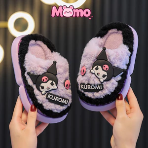 Sanrio Dép Cotton Trẻ Em Bé Gái Hoạt Hình Dễ Thương Thu Đông Nhà Trong Nhà Và Ngoài Trời Chống Trơn Trượt Giày Cotton Ấm Áp