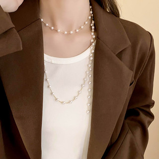 Vòng cổ ngọc trai hình chữ Y nữ vintage, phù hợp mùa thu đông, làm quà tặng sang trọng
