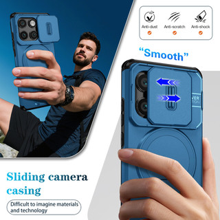 Dành Cho Motorola Moto Edge 2025 Ốp điện thoại Trượt Camera Đứng Ẩn Từ Tính Sẵn Sàng Lưng Cứng Khung Silicon Mềm Chống Rơi Mỏng Bao