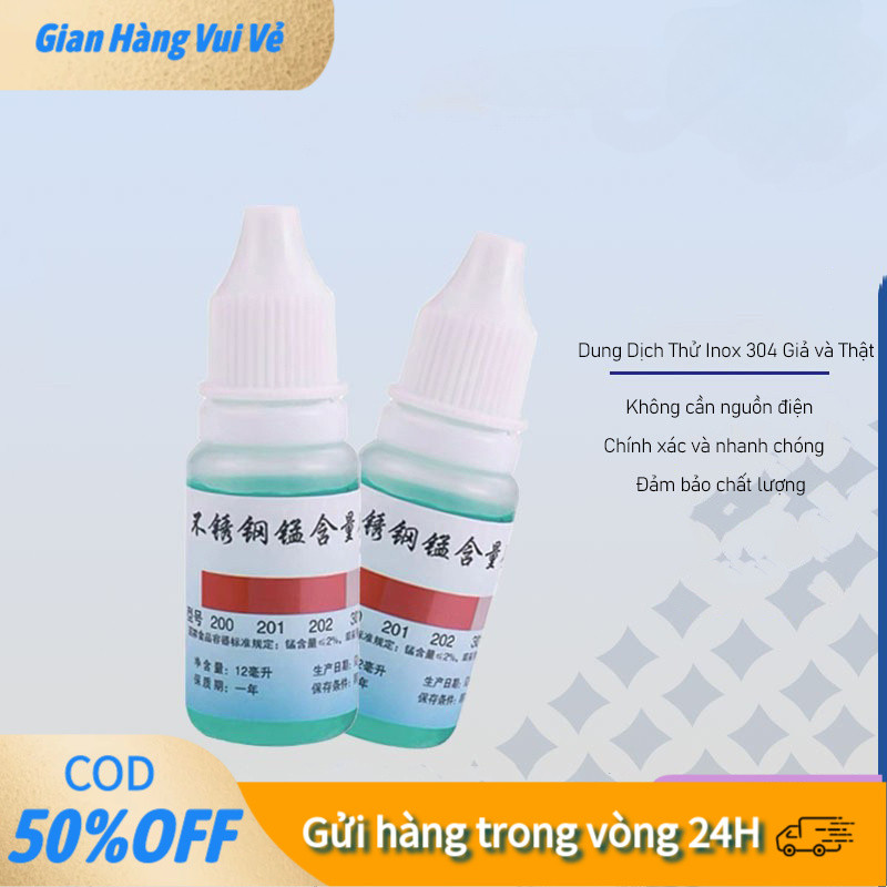 【24h】Dung dịch thử inox chuyên nghiệp 12ml thiết kế nhỏ gọn cho kết quả kiểm tra inox 304 và inox 201 trong vài giây