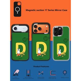 CASECASE X Miffy Custom Initial-D Case Miff Black & Sliver Mirror Vỏ iPhone hút từ tính cho iPhone 17 Air 16 15 14 13 12 Pro Max Plus Ốp lưng cứng có hộp khắc logo