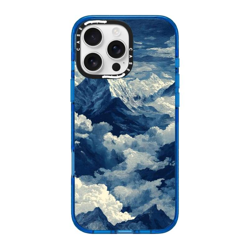 CASECASE X Minh Họa Bầu Trời Núi Tuyết Màu Xanh Trong Suốt Cứng Hút Từ Tính Tác Động Dành Cho Apple IPhone 12 13 14 15 16 17 Pro Max Air Plus Có Hộp