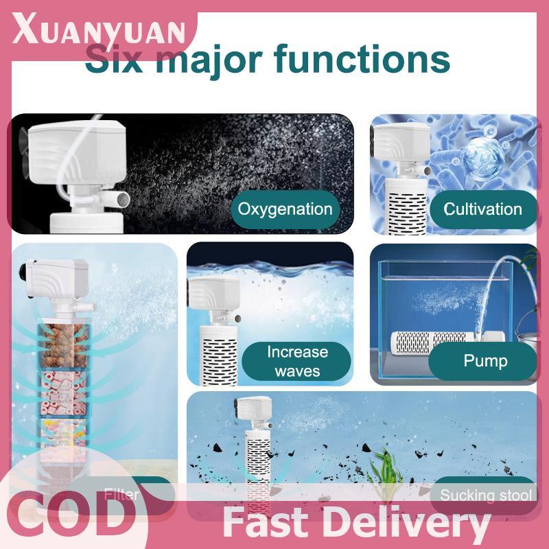 XUAN 3 Trong 1 Bể Cá Lọc Bơm Im Lặng Cá Chìm Khí Oxy Máy Hút Khí Bể Cá Máy Bơm Không Khí Nước Máy Bơm Sóng Máy Làm VN